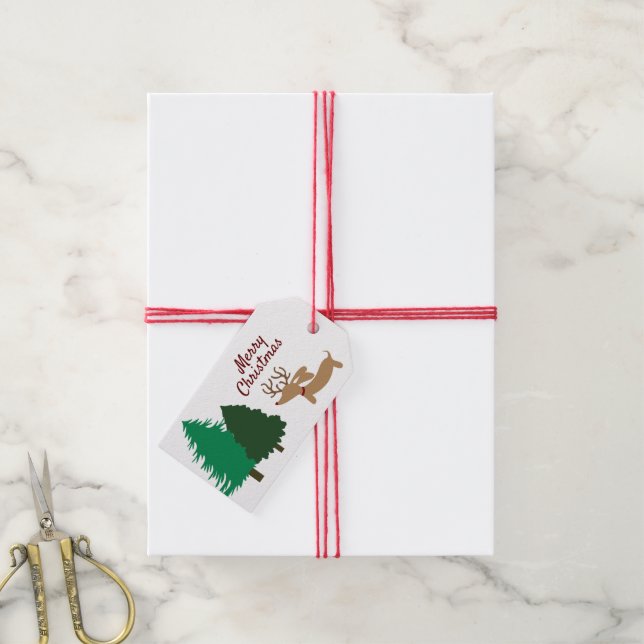 Rustikale Dackel Geschenk Tag Weihnachten Dackel Geschenkanhänger (Mit Garn)