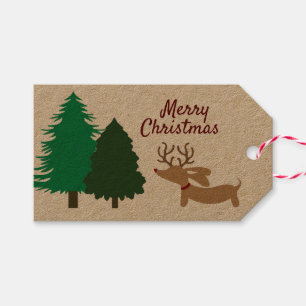 Rustikale Dackel Geschenk Tag Weihnachten Dackel Geschenkanhänger