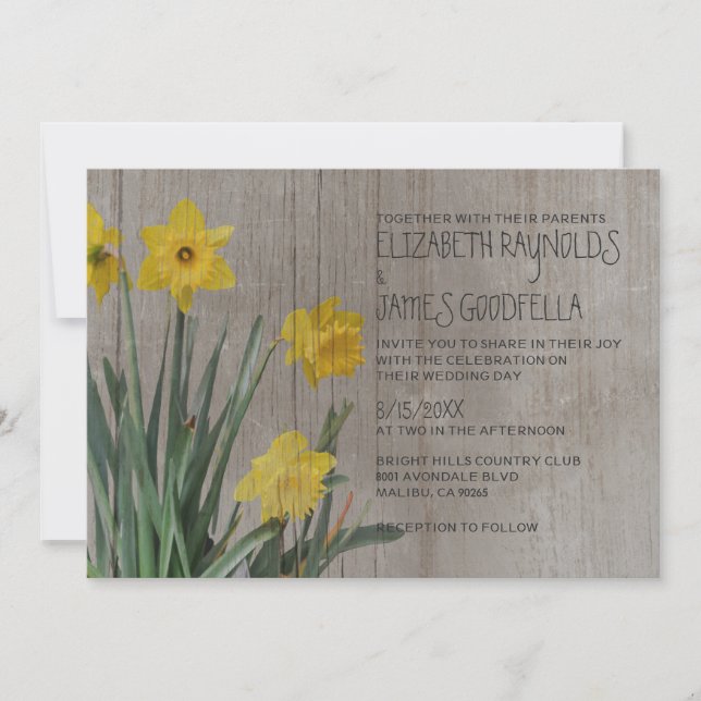 Rustikale Daffodil Hochzeitseinladungen Einladung (Vorderseite)