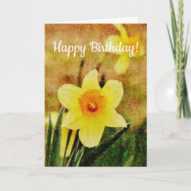 Rustikale Daffodische Blume Art Geburtstag Card Karte (Vorderseite)