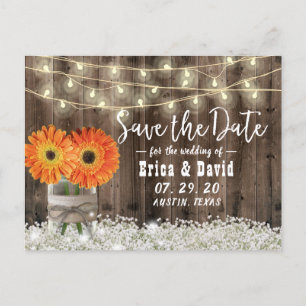 Rustikale Daisy Floral Jar Wedding Save the Date Ankündigungspostkarte