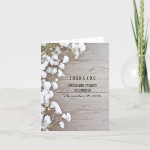 Rustikale Danke-Hochzeitskarten mit Baby's Breath Dankeskarte