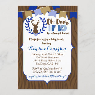 Rustikale Deer Buck Babydusche, Boy Blue Einladung