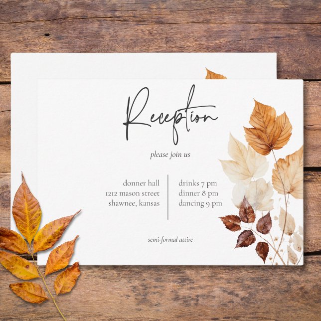 Rustikale Delikatesse Burgund & Rust Herbstlaub Begleitkarte (Rustic Delicate Burgundy & Rust Fall Leaves Reception Enclosure Card)