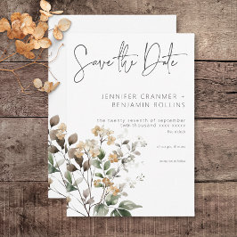 Rustikale Delikatesse Tan Fall Wildblumen Hochzeit Save The Date