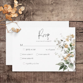 Rustikale Delikatessen Tan Fall Wildblumen Abendes RSVP Karte