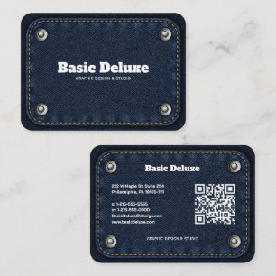 Rustikale Denim-Patch-Geschäftskarte   Dunkelblaue Visitenkarte