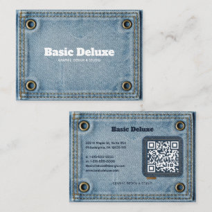Rustikale Denim-Patch Visitenkarte Dunkelblaue J