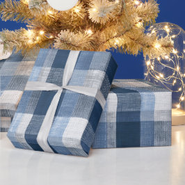 Rustikale Denimblaue Farm-Karo verblasstes Karomus Geschenkpapier