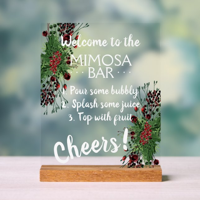 Rustikale Dezember Ferienzeit Berry Holly Wreath Acrylschild (Neutral)