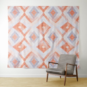 Rustikale Diamant-Geometrie in Terrakotta und Blau Wandteppich