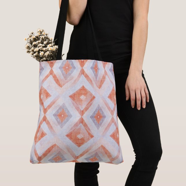 Rustikale Diamantgeometrie in Terracotta und Blau (Von Nahem)
