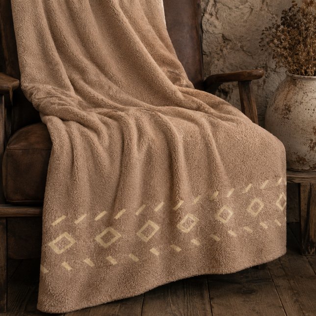 Rustikale Diamond Trail Flanelldecke Fleecedecke (Rustic diamond detailing inspired by desert trails and layered neutral interiors)