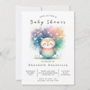 Rustikale Digital Owl Babydusche Einladung