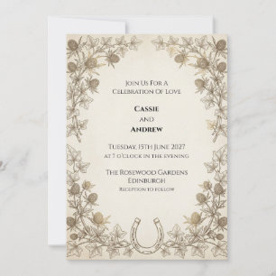 Rustikale Distel-Hufeisen-Hochzeitseinladung Einladung