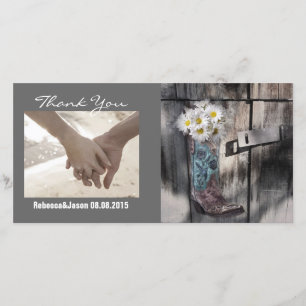 rustikale Disy Western Cowboy Hochzeit Dankeskarte