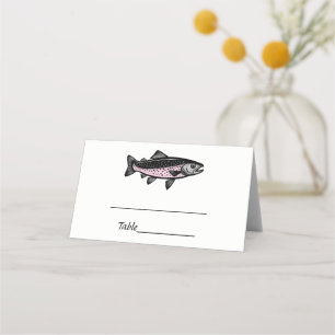Rustikale DIY-Farben Forellenfisch Platzkarte