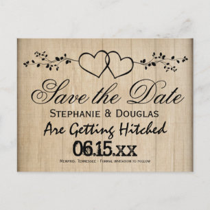 Rustikale Doppelherzen Save-the-Date-Postkarten Ankündigungspostkarte