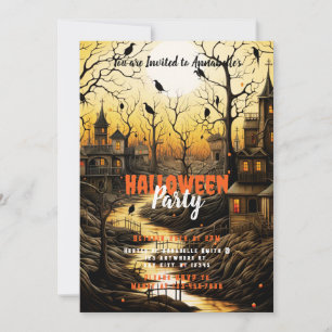 Rustikale Dorfboote, die das Halloween-Party der S Einladung