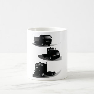 Rustikale Drei-schwarze LKW Vintages LKW-Design Kaffeetasse