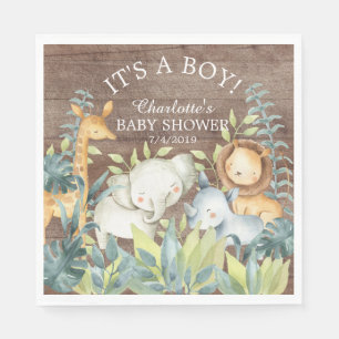 Rustikale Dschungel-TierBabyparty-Papierservietten Serviette