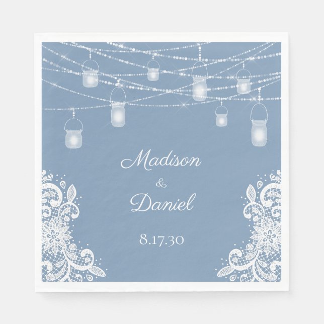 Rustikale, dunkelblaue Lichter Hochzeiten von Napk Serviette (Vorderseite)