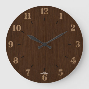 Rustikale Dunkelgrainy Wood Look Clock Große Wanduhr