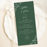 Rustikale, dunkelgrüne Botanische Hochzeitskarte Programm<br><div class="desc">Diese hübsche Hochzeitsmenükarte besticht durch einen schönen,  tiefgrünen Hintergrund mit handgezeichnet Wildblumen und eleganter Typografie in Weiß. Zusammen bilden diese Elemente ein rustikales und dennoch elegantes Hochzeitsmenü,  das sich perfekt für eine romantische Hochzeit zu jeder Jahreszeit eignet. Dieses Design koordiniert mit unserer Hochzeitssuite für rustikale Wildblumen.</div>