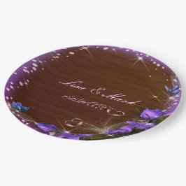 Rustikale Dunkelholz-Lila Blütenschmetterlingshoch Pappteller