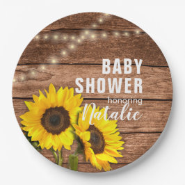 Rustikale Dunkelholz-Sonnenblumenleuchte Kinderdus Pappteller