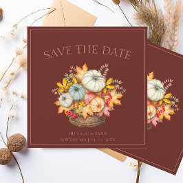 Rustikale dunkle Terrakotta Herbstkuppel Hochzeit Save The Date