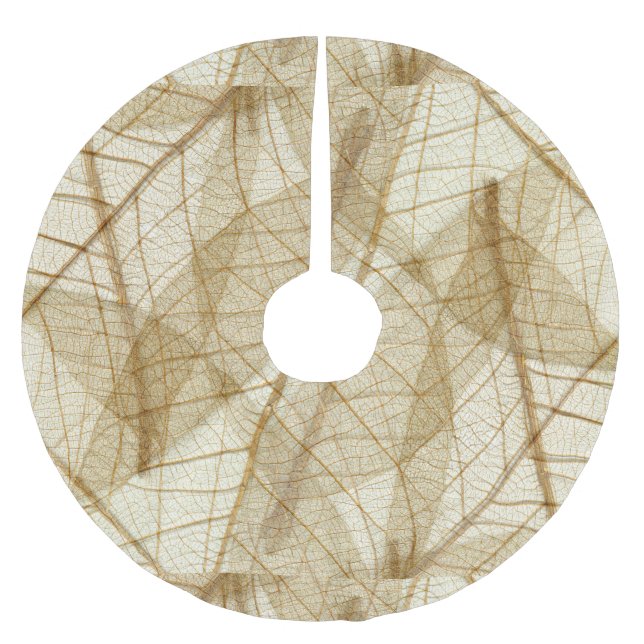 Rustikale durchsichtige cremefarbene Spitzenblätte Polyester Weihnachtsbaumdecke (Vorderseite)