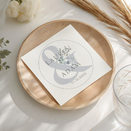 Rustikale Dusty Blue Ampersand & Blumenhochzeit Serviette