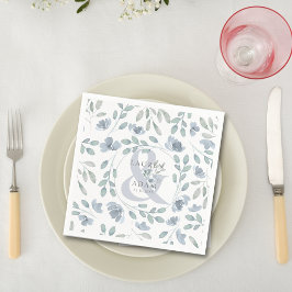 Rustikale Dusty Blue Ampersand & Blumenhochzeit Serviette