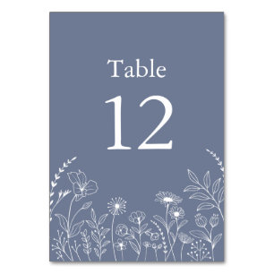 Rustikale Dusty Blue Boho Wildblumen Tischnummer