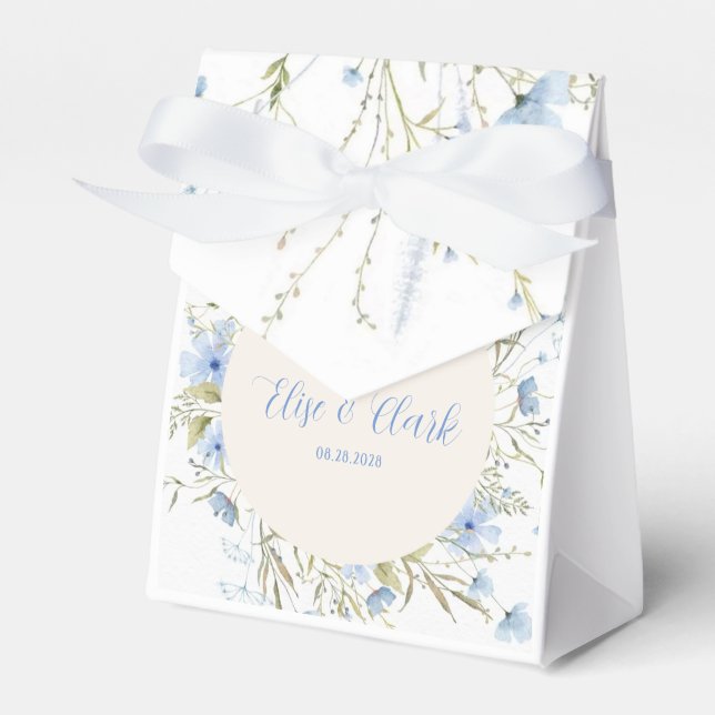 Rustikale Dusty Blue Delikate Wildblume Wedding Geschenkschachtel (Vorderseite)
