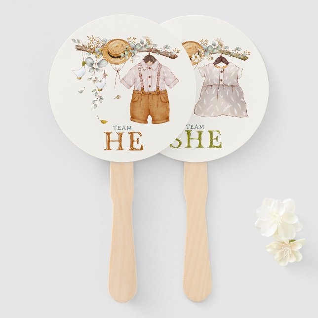 Rustikale Dusty Blue Floral Cotattcore Gender Reve Fächer (Vorne und Hinten)