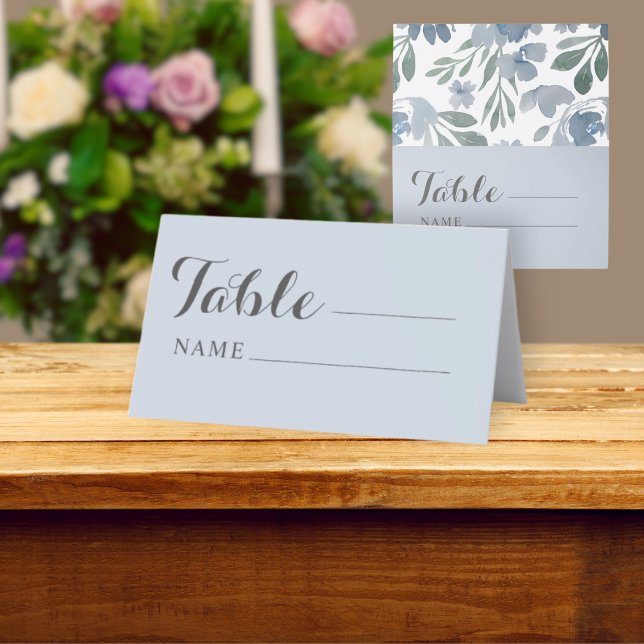 Rustikale Dusty Blue & Floral Wedding Seating Platzkarte (Von Creator hochgeladen)