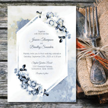 Rustikale Dusty Blue Watercolor Floral Wedding