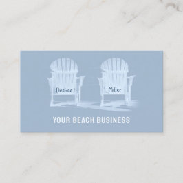 Rustikale Dusty Blue White Adirondack Beach Stühle Visitenkarte
