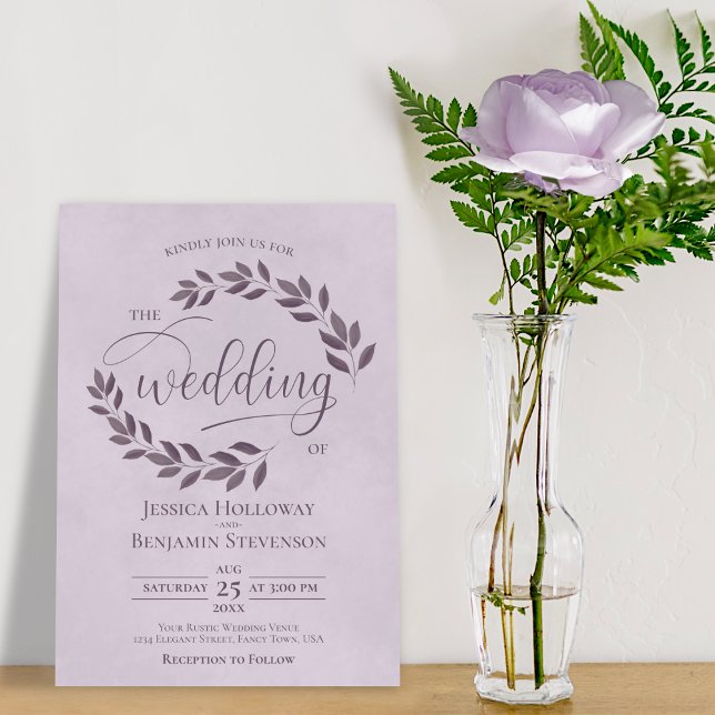 Rustikale Dusty Lila Blätter Elegante Lilac Weddin Einladung (Von Creator hochgeladen)