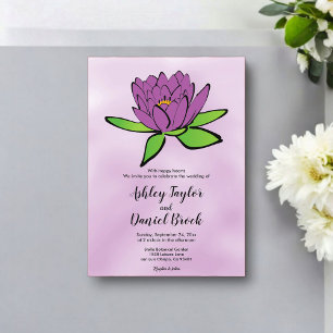 Rustikale Dusty Lila Lotus Blume Blumenzehen Acryleinladungen
