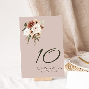 Rustikale dusty Pink Floral Wedding Tischnummer