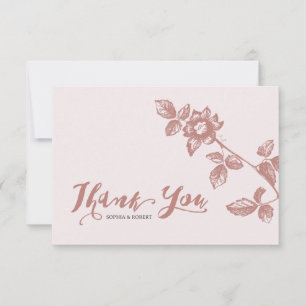 Rustikale dusty Pink Whimsical Floral Wedding Dankeskarte
