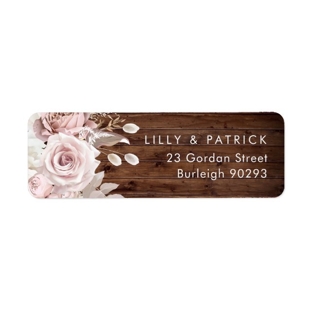 Rustikale Dusty Rose & Blush Wedding Rücksendeadre (Vorne)