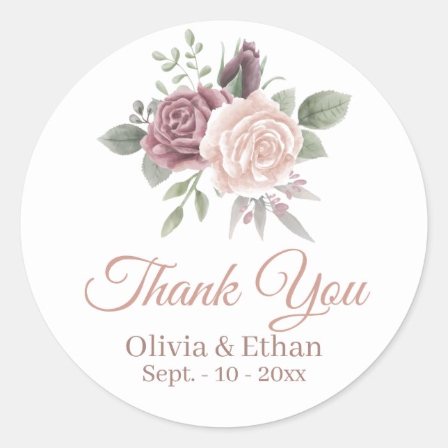 Rustikale Dusty Rose Floral Bouquet Runder Aufkleber (Vorderseite)