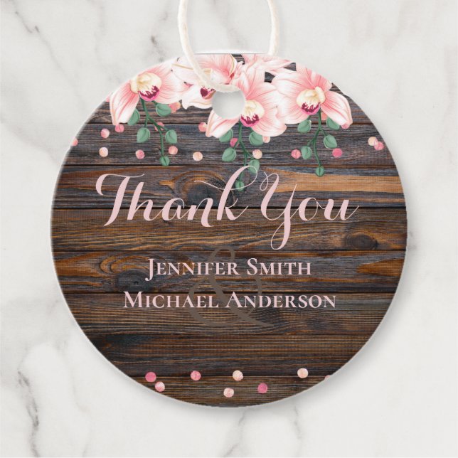 Rustikale Dusty Rose Rosa Blumenzehen Geschenkanhänger (Vorderseite)