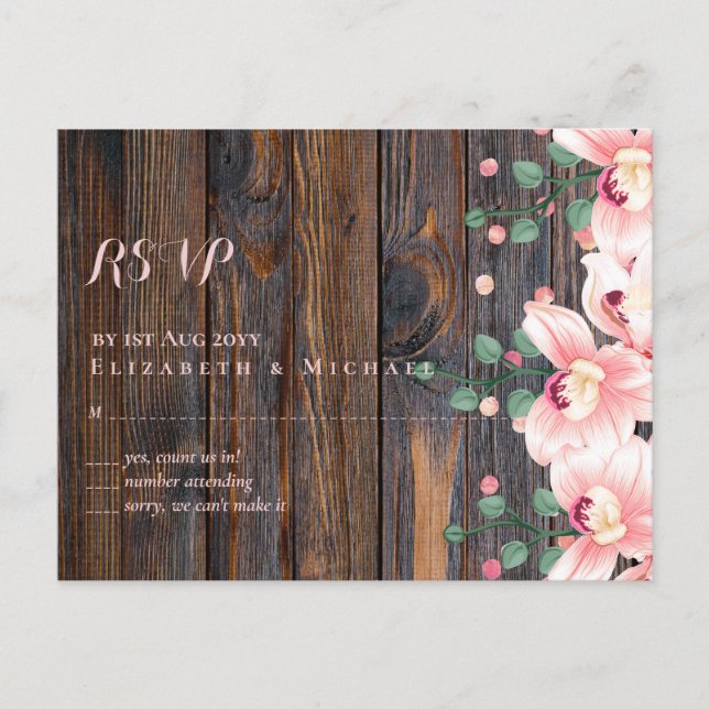 Rustikale Dusty Rose Rosa Blumenzehen Postkarte (Vorderseite)