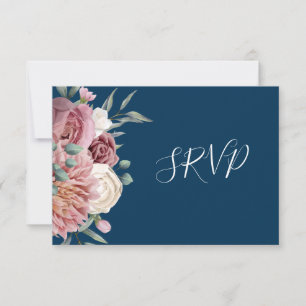 Rustikale Dusty Rose Wasserfarbe Blume Bouquet UAW RSVP Karte