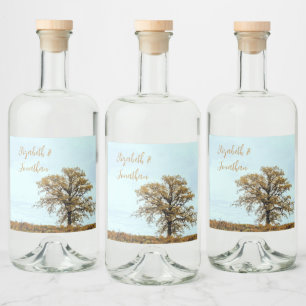 Rustikale Eichen-Herbst-Hochzeit Alkoholflaschenetikett
